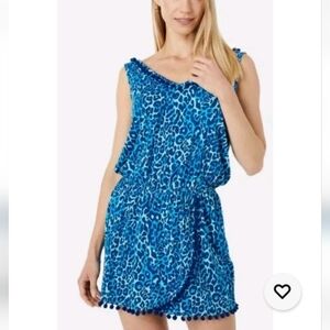 Lilly Pulitzer Gigi Romper Oyster Bay Navy My Favorite Spot Leopard L